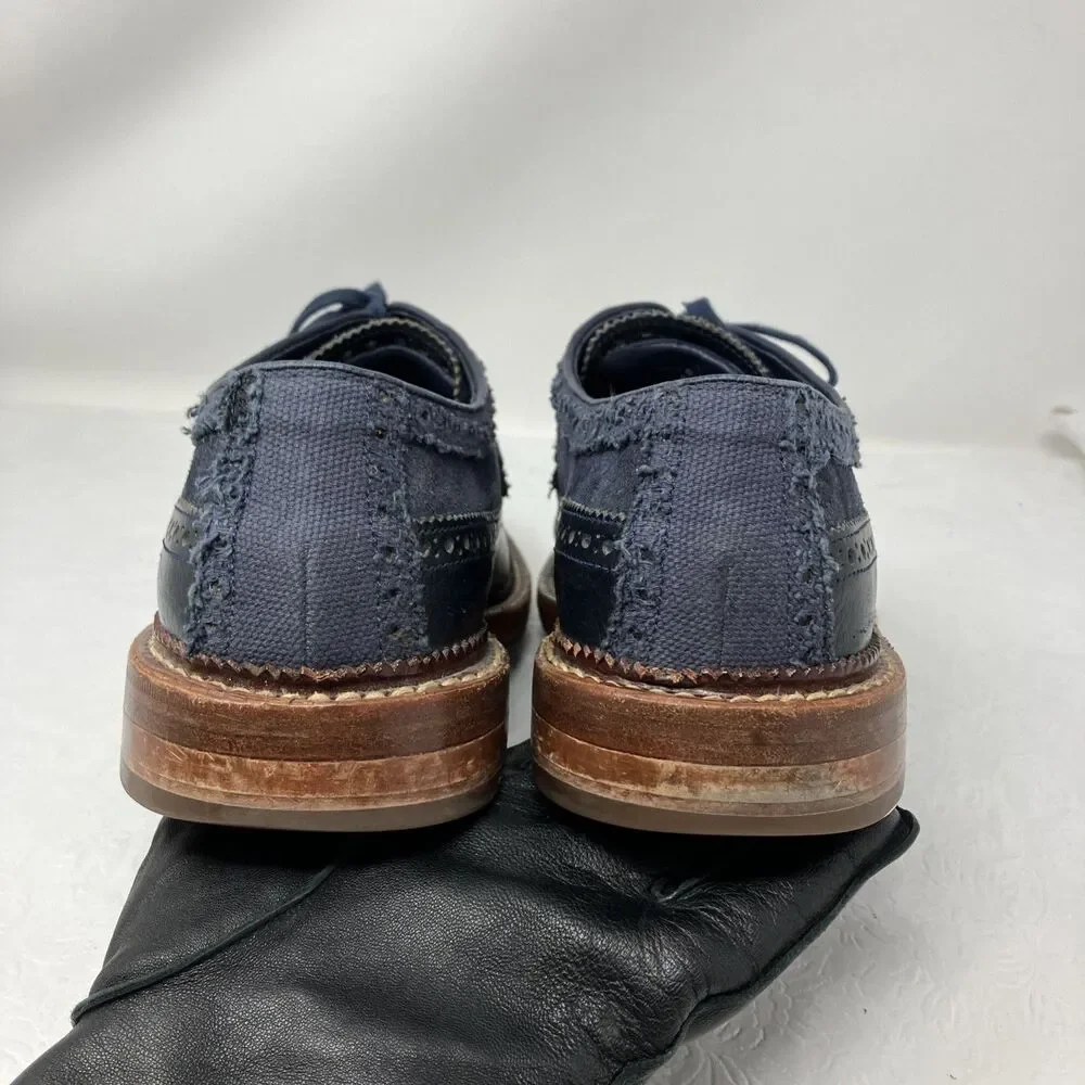 Cole Haan Wingtip Brogue Derby Blue Suede Leather Mens 9 M Special Order